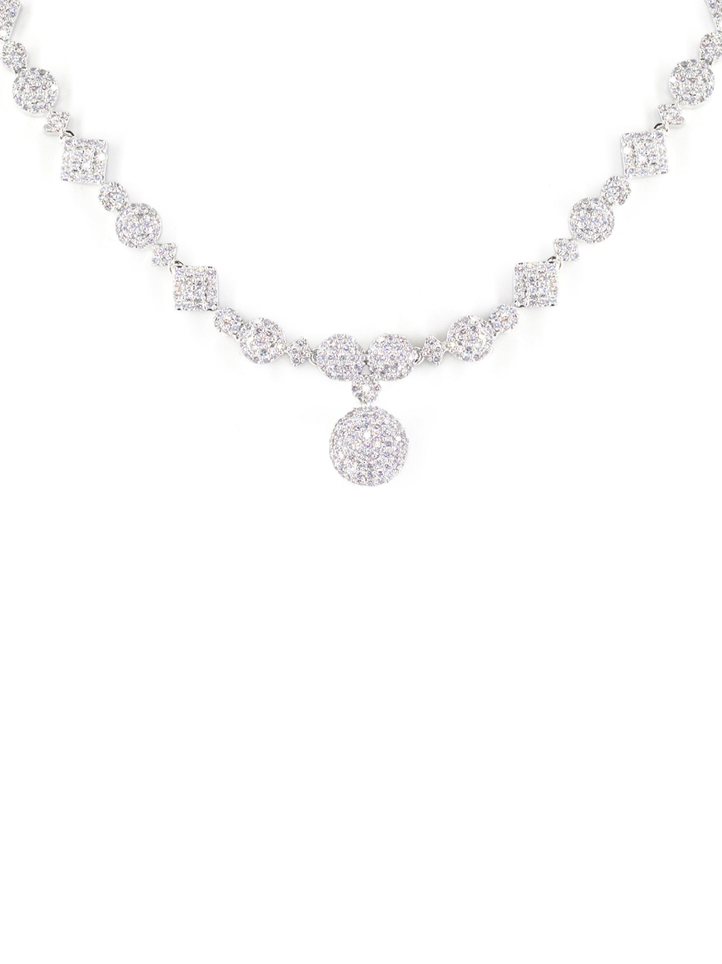 Silver Plated White American Diamond Jewellery Set for Women