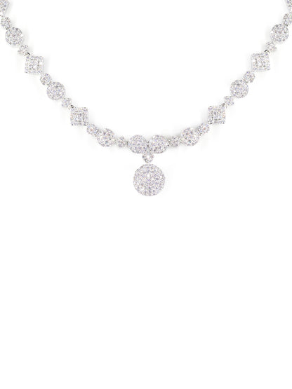 Silver Plated White American Diamond Jewellery Set for Women