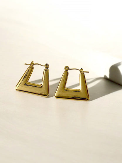 Stainless Steel Anti Tarnish U Cut Hoop Earrings