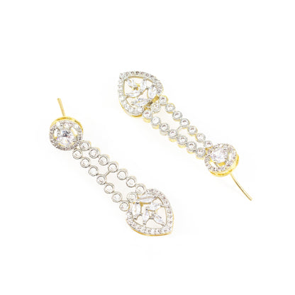 Gold Plated AD Drop Earrings for Women
