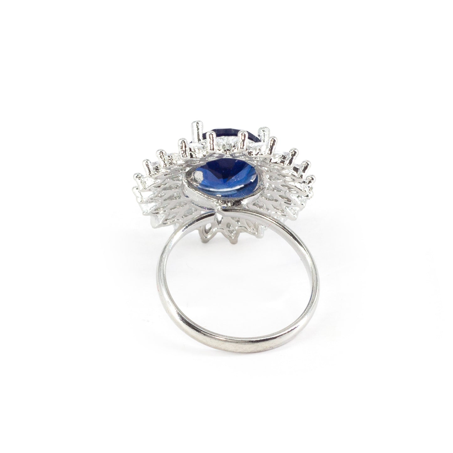 Silver Plated Blue AD Finger Ring for Women