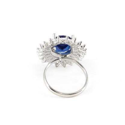 Silver Plated Blue AD Finger Ring for Women