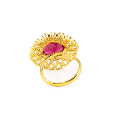 Gold Plated Red AD Finger Ring for Women
