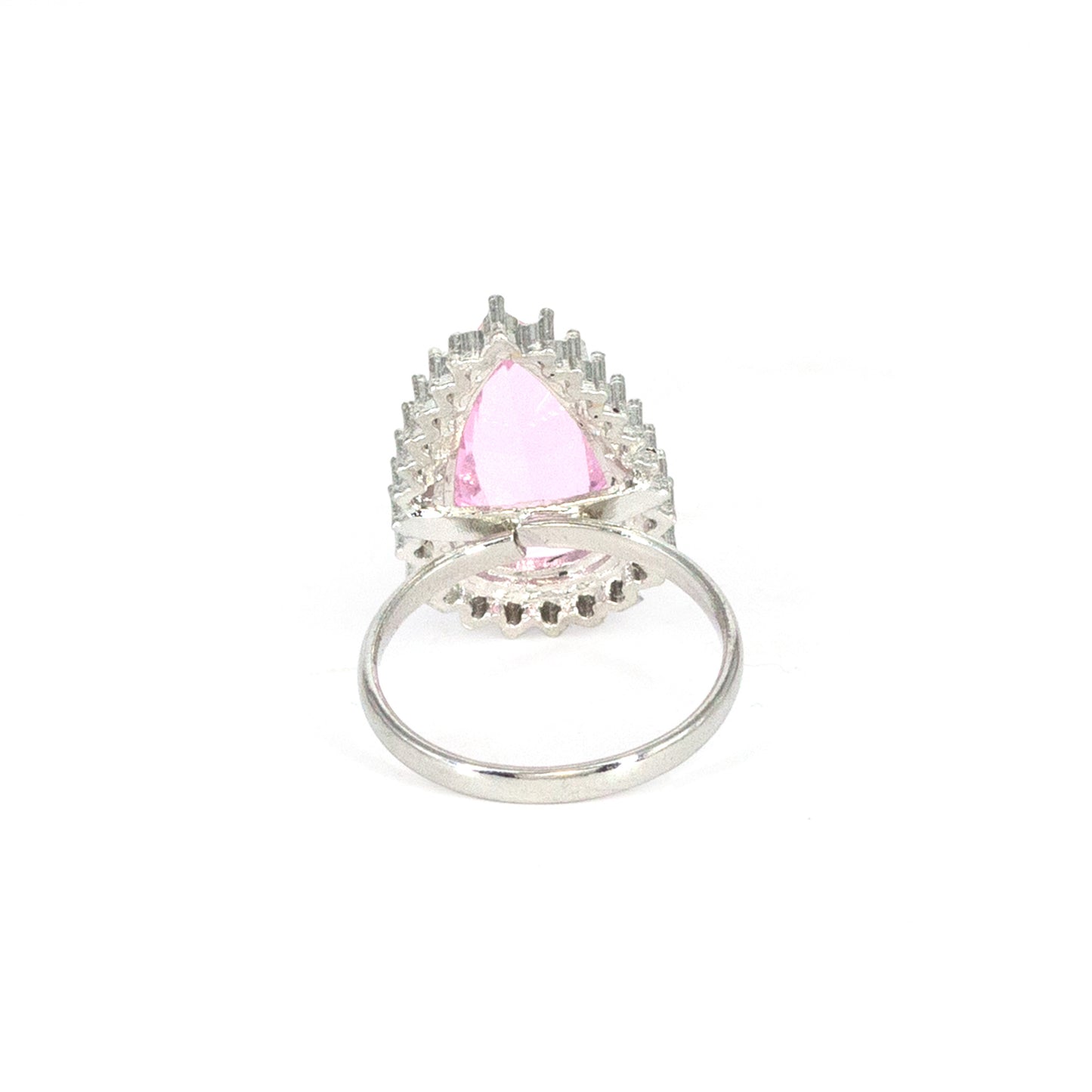 Silver Plated Pink AD Finger Ring for Women