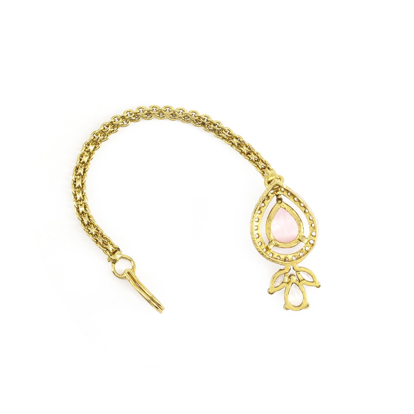 Gold Plated Pink AD Maang Tikka for Women