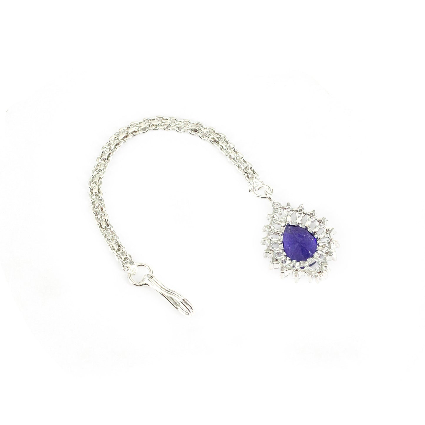 Silver Plated Purple AD Maang Tikka for Women