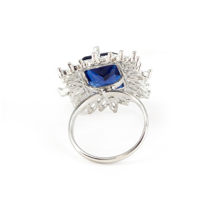 Silver Plated Blue AD Finger Ring for Women