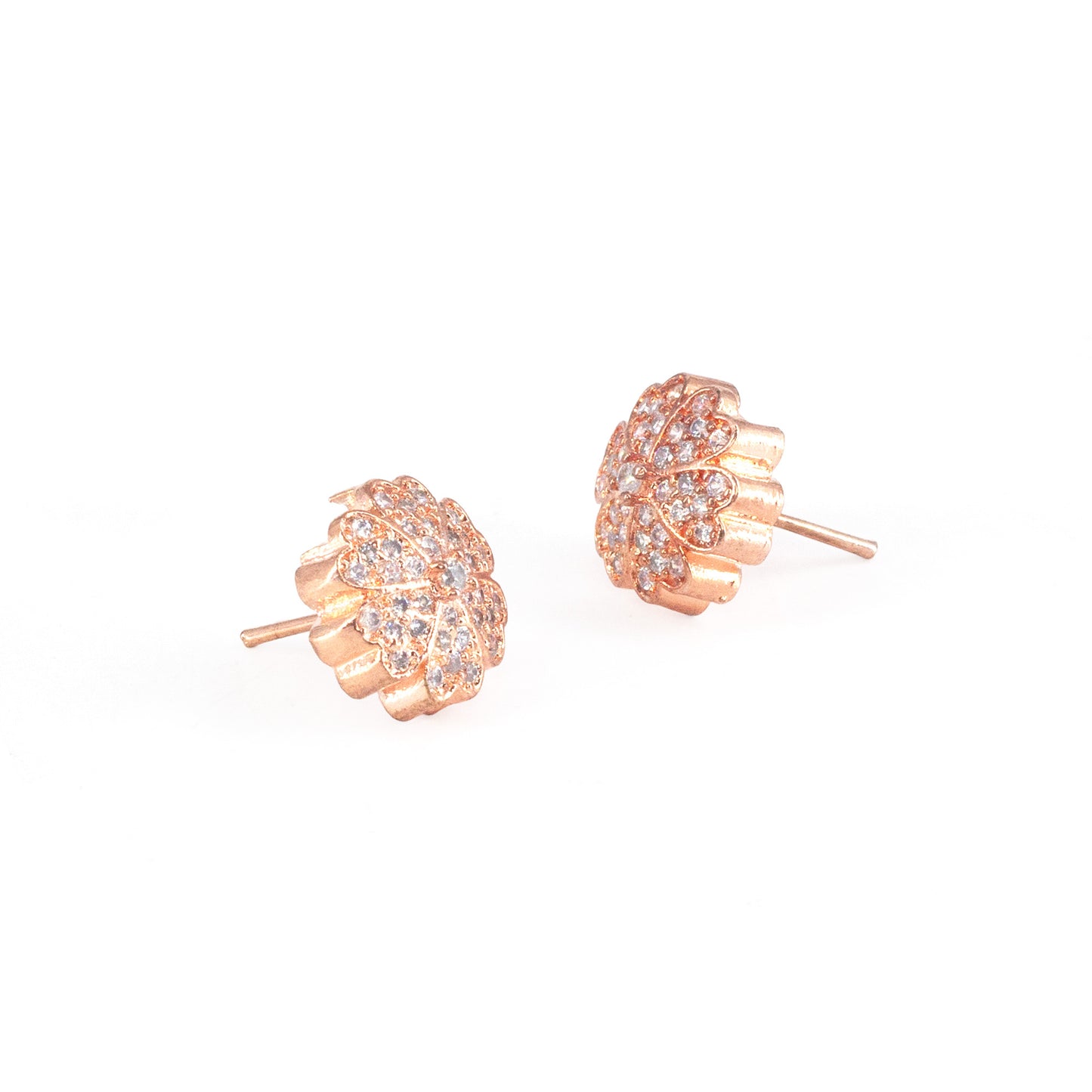 Rose Gold Plated AD Floral Studs for Women