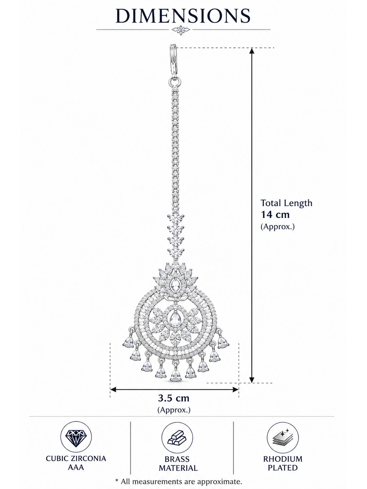 Silver Plated AD Ethnic Maang Tikka for Women