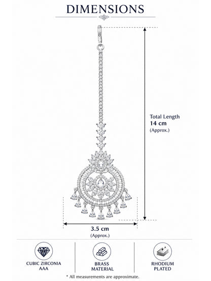 Silver Plated AD Ethnic Maang Tikka for Women