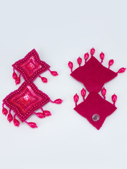 Red Beaded Star Quirky Drop Earrings