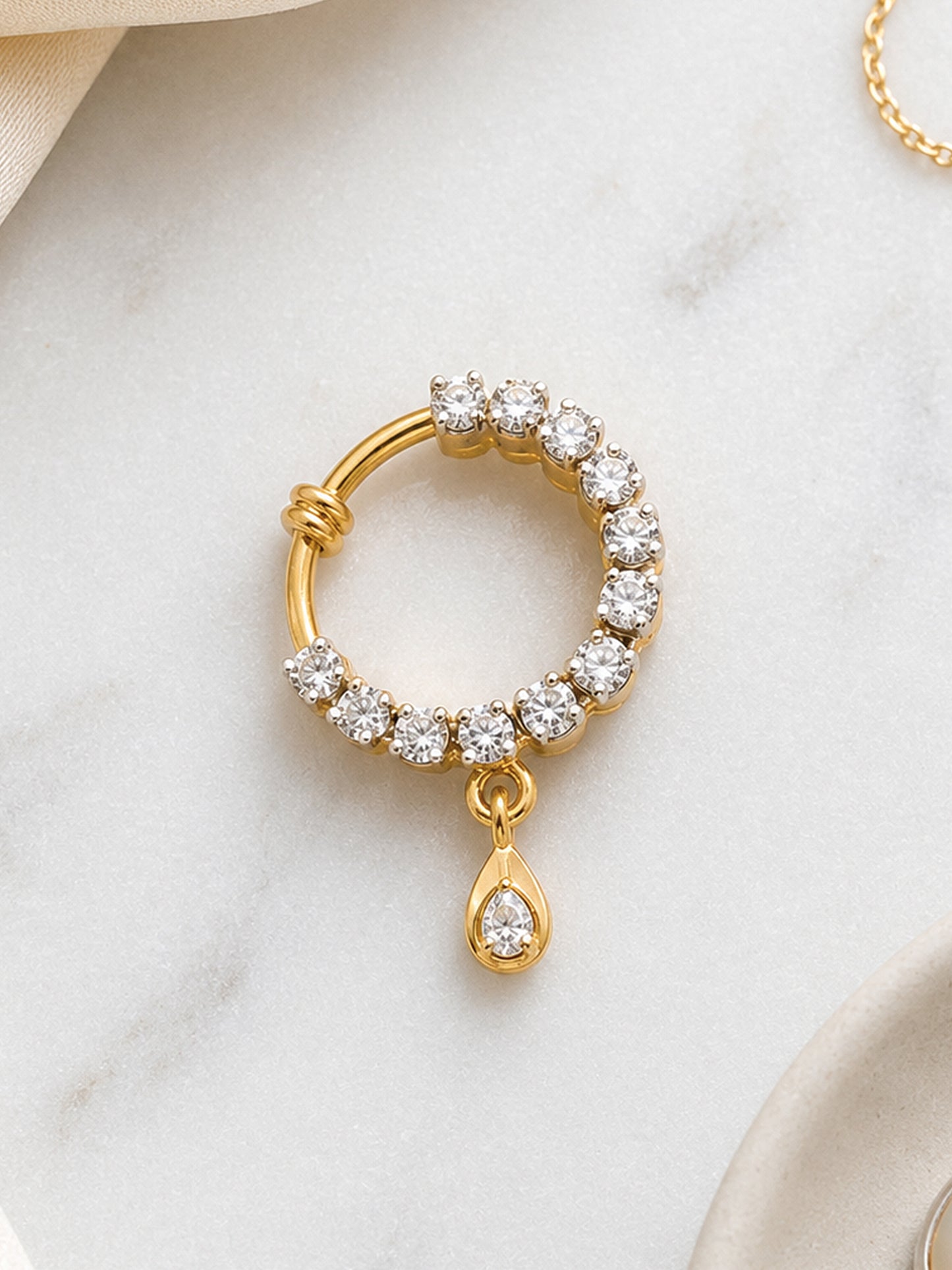 Gold Plated AD Small Nosering for Women