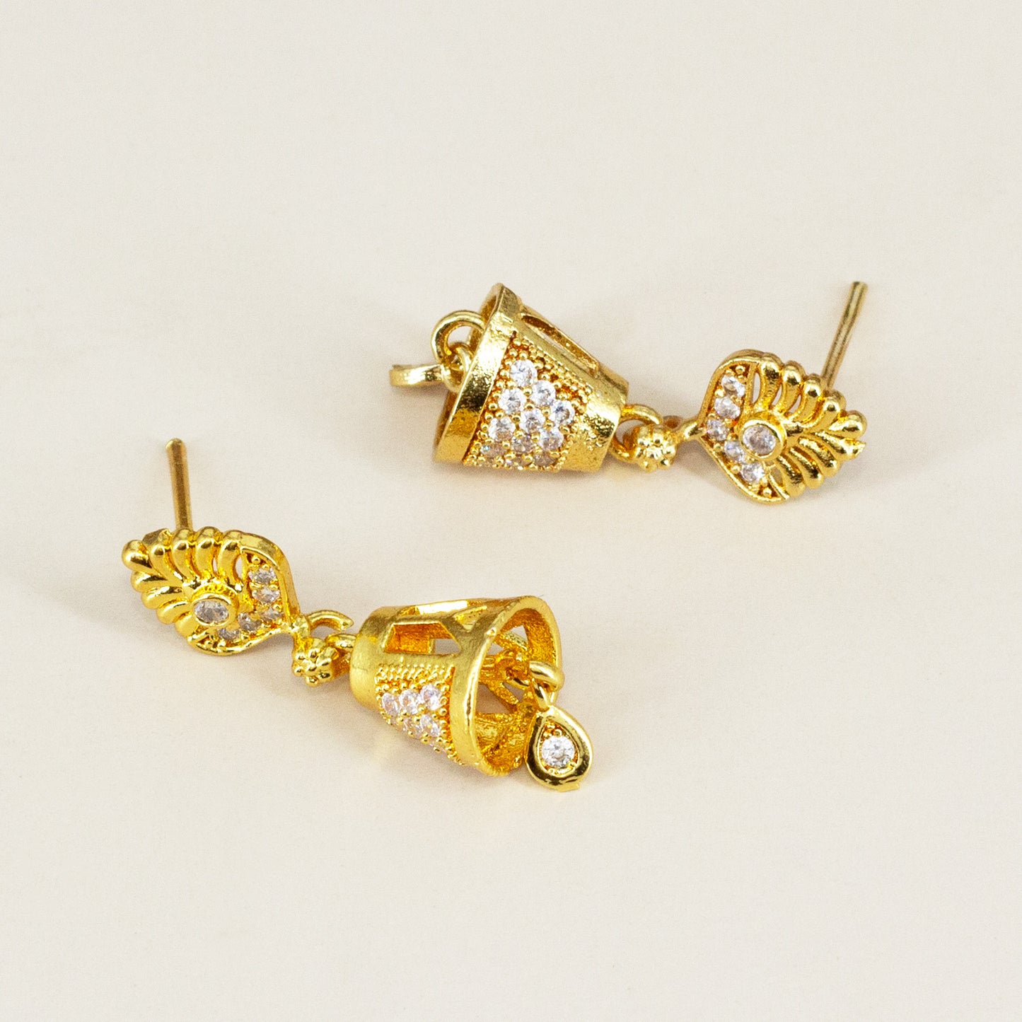 Micro Gold Plated AD Jhumki Earrings for Women