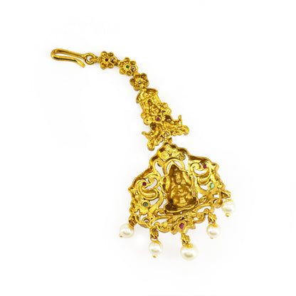 Gold Plated AD Temple Maang Tikka for Women