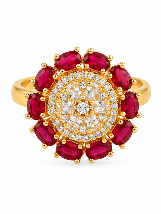 Gold Plated Red AD Finger Ring for Women