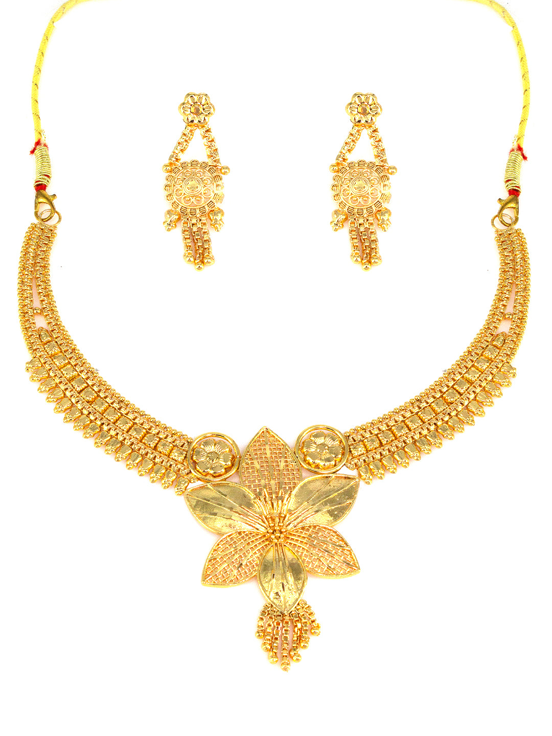 Gold-Plated Floral Design Jewellery Set For Women