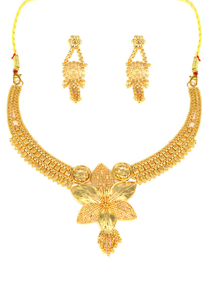 Gold-Plated Floral Design Jewellery Set For Women