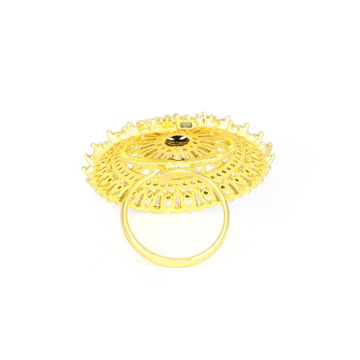 Gold Plated Black AD Finger Ring for Women
