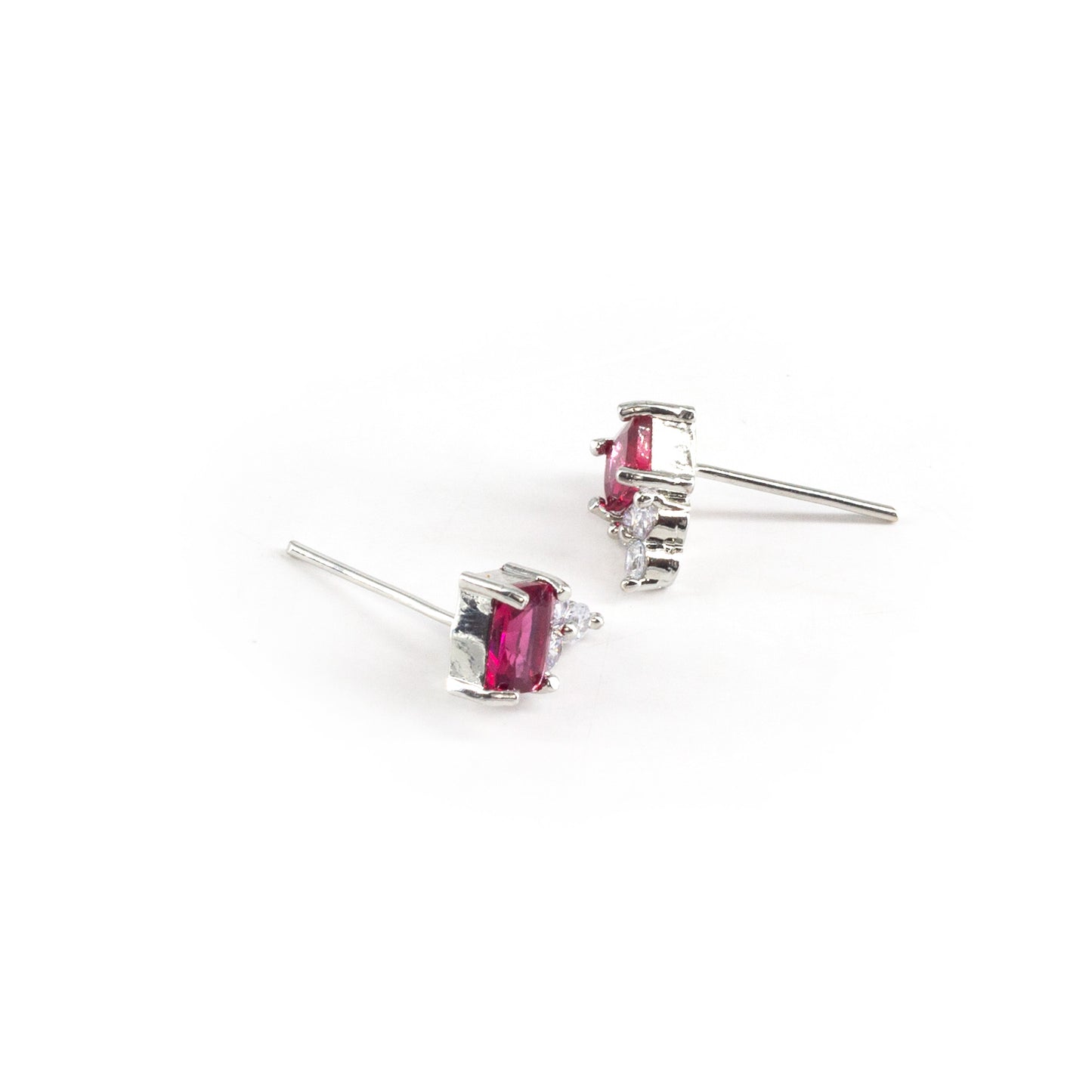 Rhodium Plated Red AD Studs for Women