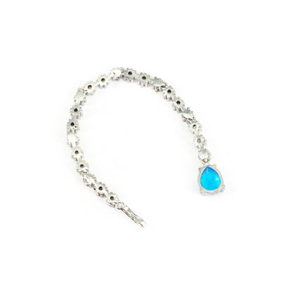 Rhodium Plated Blue AD Maang Tikka for Women
