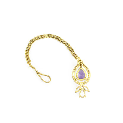 Gold Plated Purple AD Maang Tikka for Women