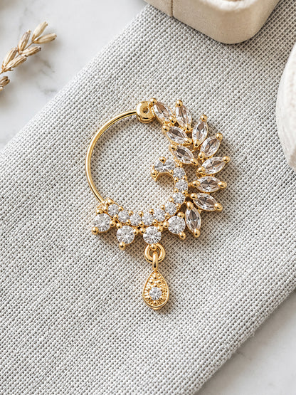Gold Plated AD Peacock Nosering for Women