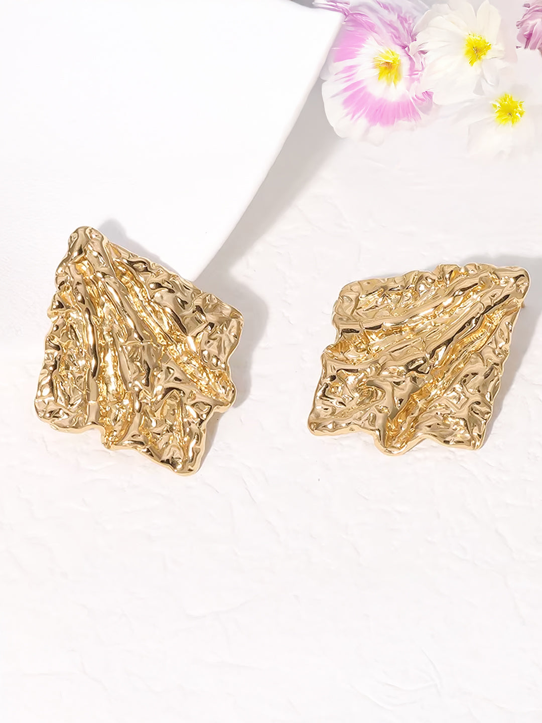 Stainless Steel Anti Tarnish Crushed Stud Earrings