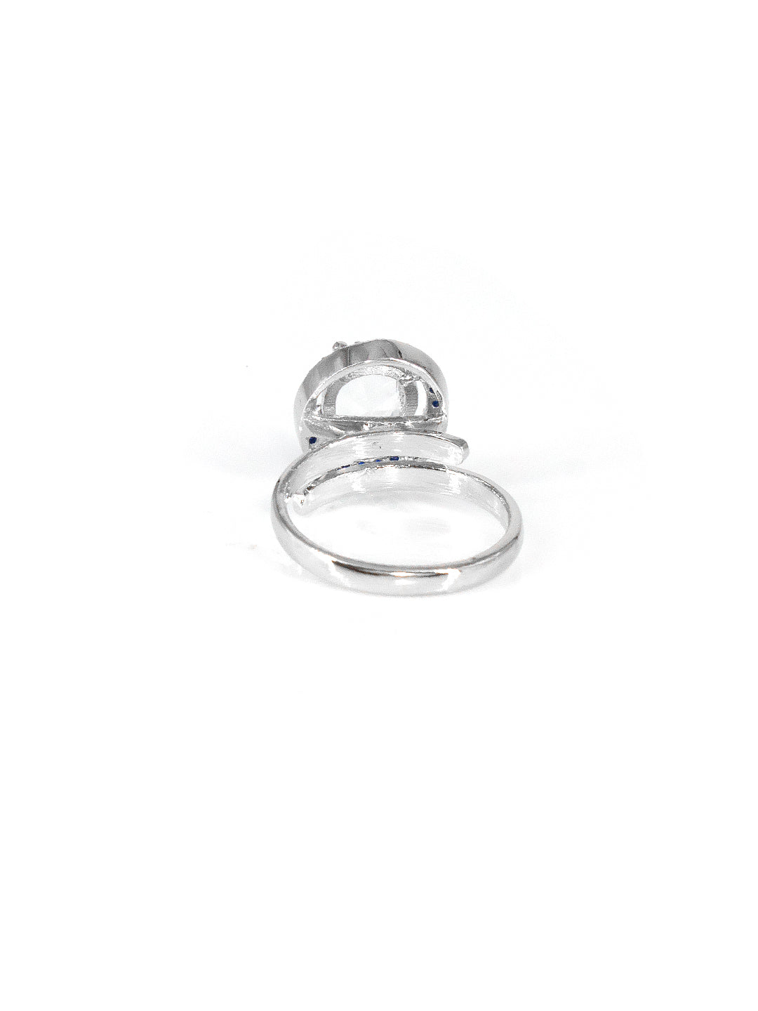 Silver-Plated American-Diamond Studded Adjustable Finger Ring
