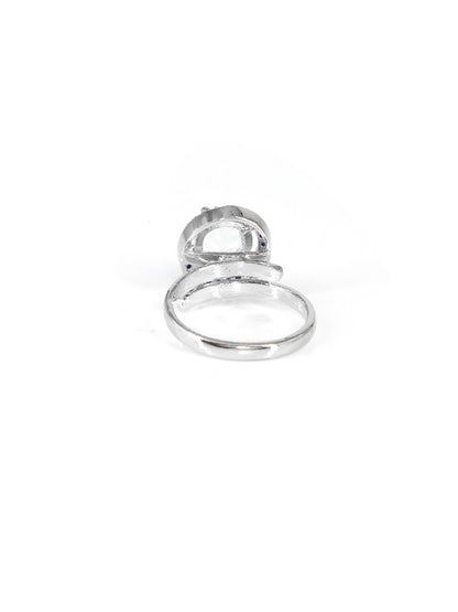Silver-Plated American-Diamond Studded Adjustable Finger Ring