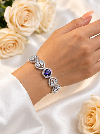 Silver Plated Purple AD Adjustable Bracelet for Women