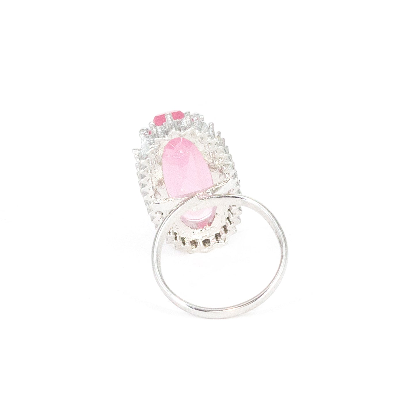 Silver Plated Pink AD Finger Ring for Women