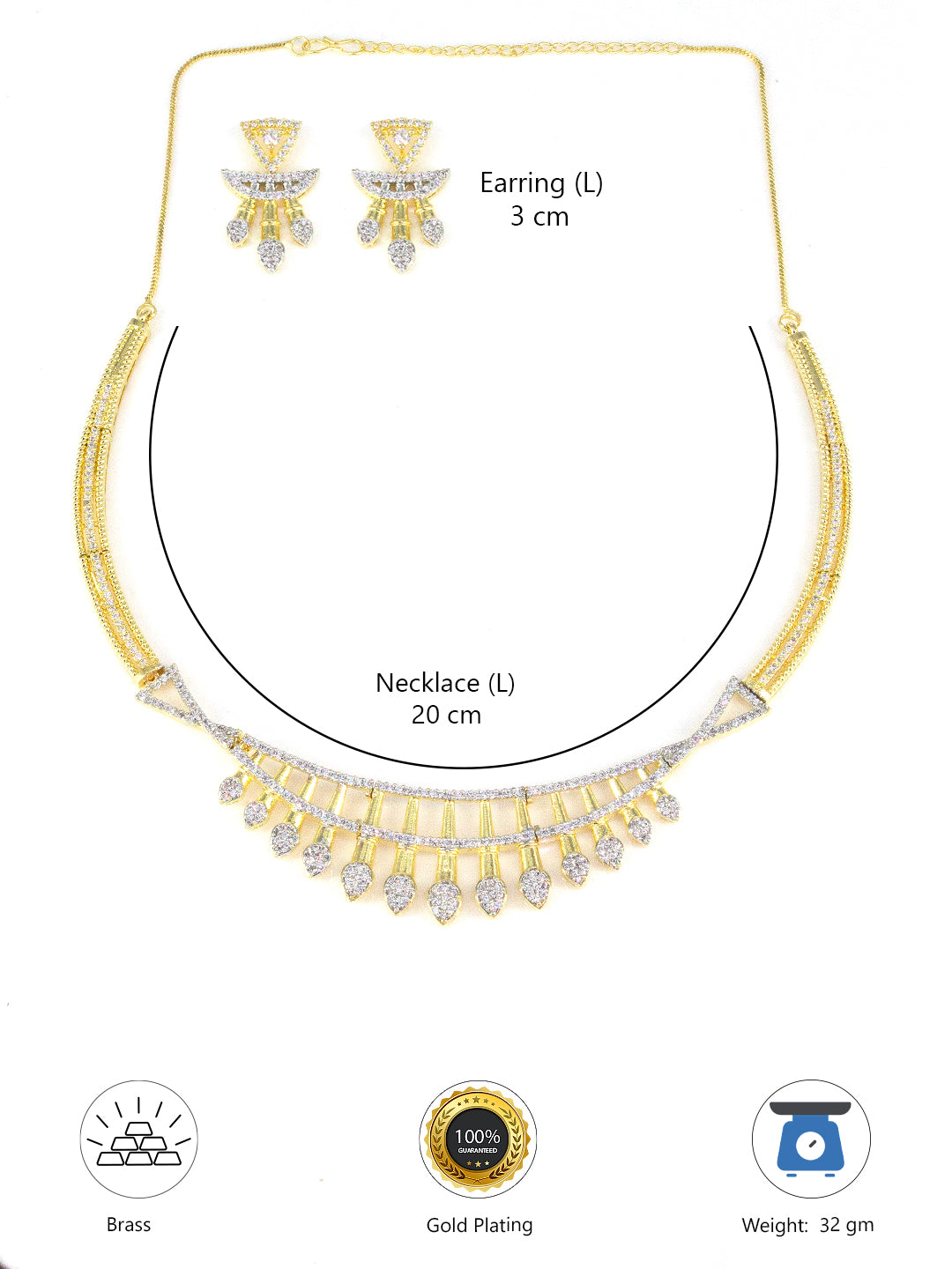 Gold Plated Designer AD Choker Jewellery Set