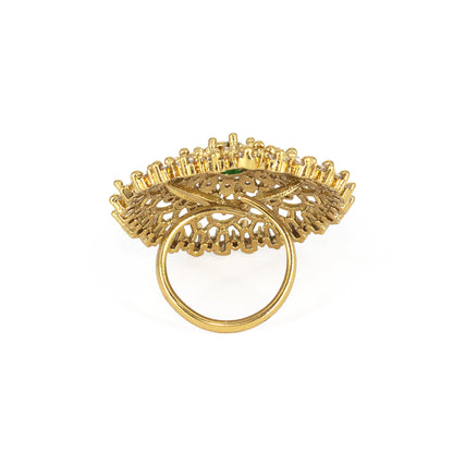 Gold Plated Green AD Finger Ring for Women