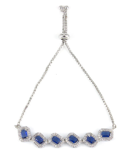 Silver Plated Blue AD Wraparound Sleek Bracelet