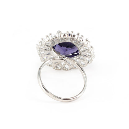 Silver Plated Purple AD Finger Ring for Women