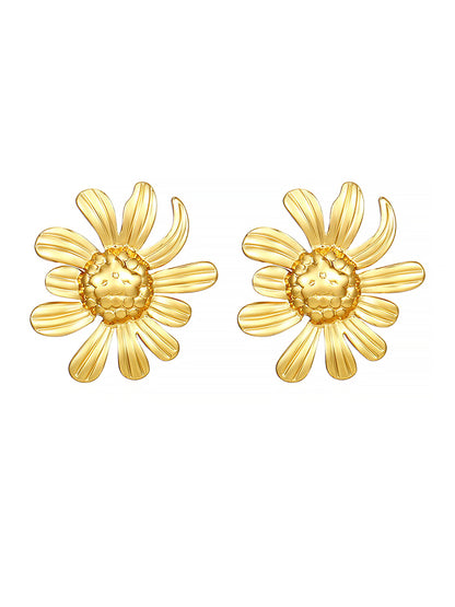 Stainless Steel Anti Tarnish Floral Stud Earrings