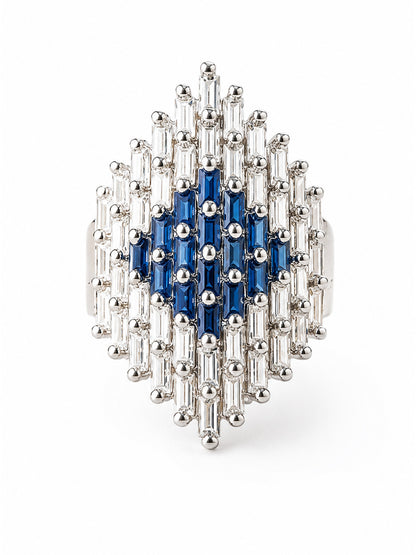 Silver Plated Blue AD Finger Ring for Women