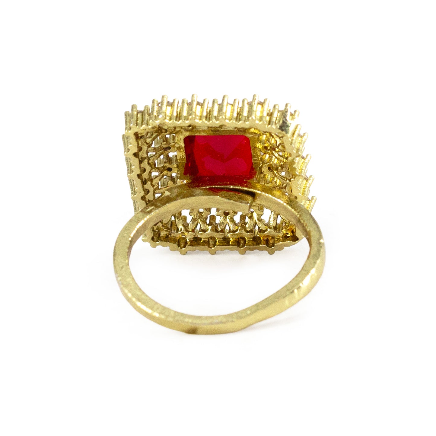 Gold Plated Red AD Adjustable Ring for Women
