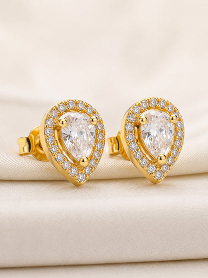 Gold Plated AD Stud Earrings for Women