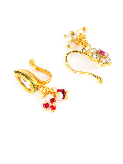 Set of 2 Gold-Plated Traditional Press On Nosepin For Women