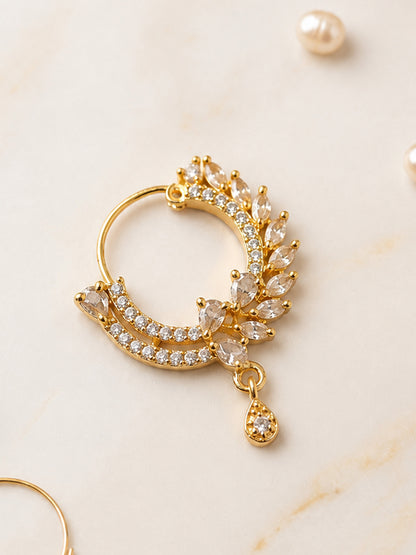 Gold Plated AD Floral Nosering for Women