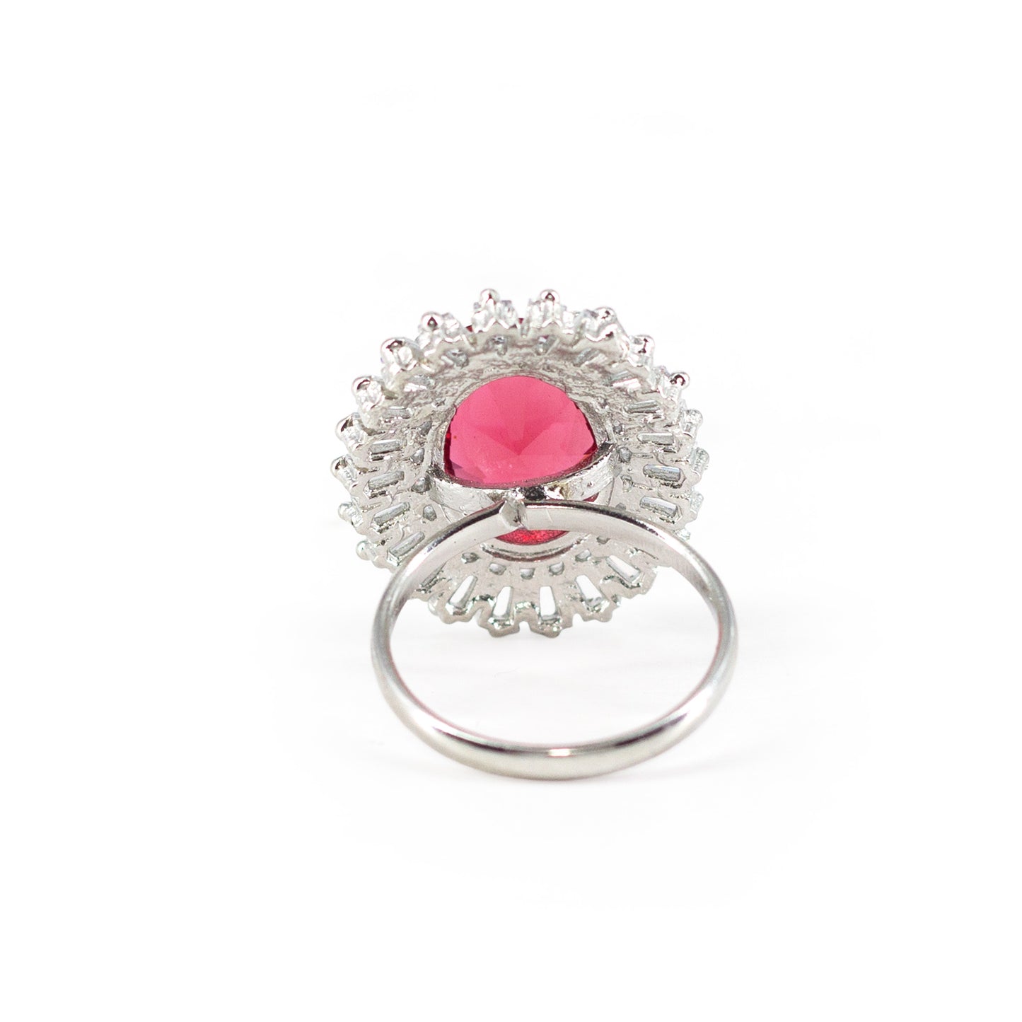 Silver Plated Red AD Finger Ring for Women