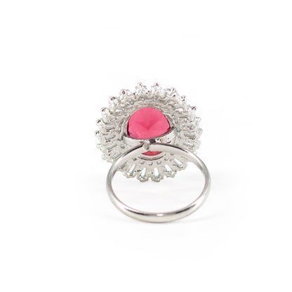 Silver Plated Red AD Finger Ring for Women