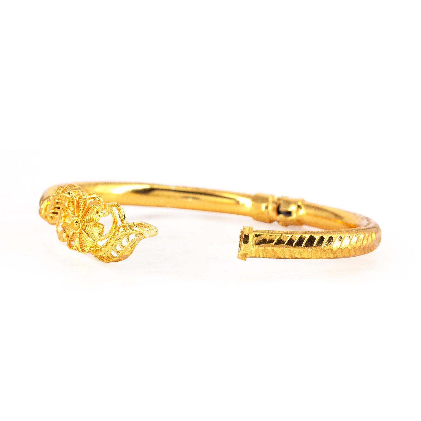 Gold Plated Bold Openable Temple Bangle Bracelet for Women