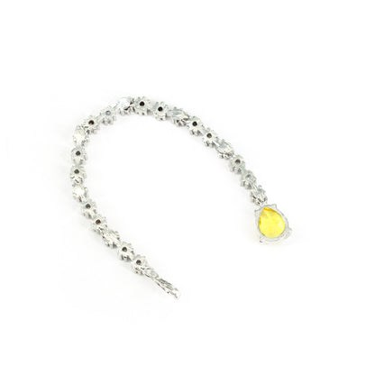 Rhodium Plated Yellow AD Maang Tikka for Women