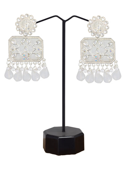 Floral Marble Finish Drop Earrings