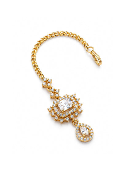 Gold Plated AD Maang Tikka for Women