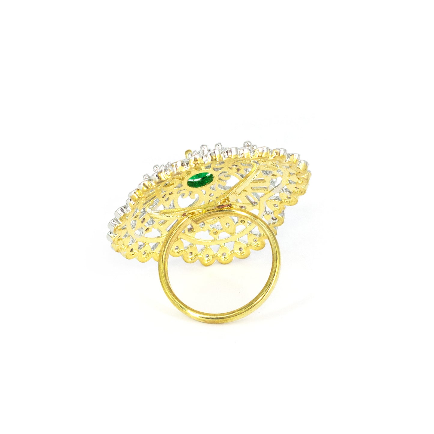 Gold Plated Green AD Finger Ring for Women