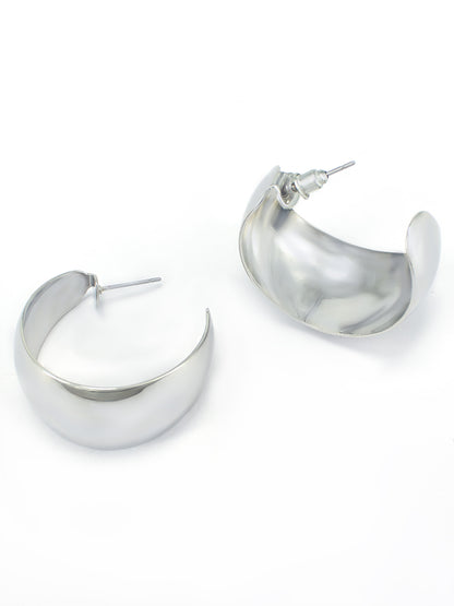 Silver Plated Contemporary Half Hoop Earrings