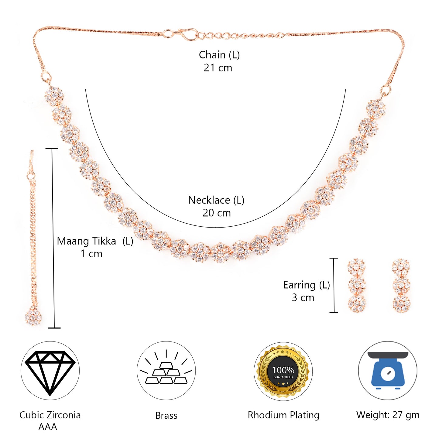 Rose Gold Plated Floral Jewellery Set for Women